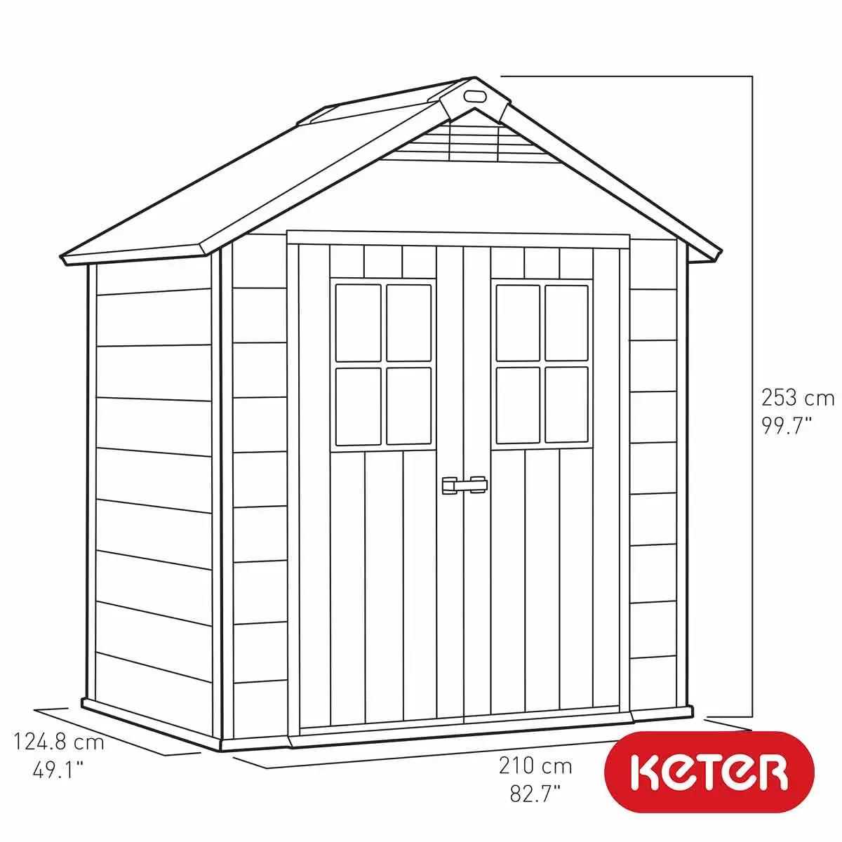 Keter Oakland Shed 7.5x4ft - Grey