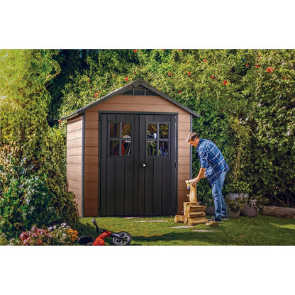 Keter Newton 7x7ft Double Door Outdoor Apex Plastic Garden Shed