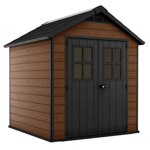 Keter Newton 7x7ft Double Door Outdoor Apex Plastic Garden Shed