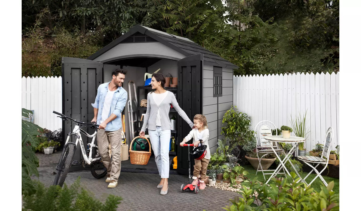 Keter Premier Plastic Garden Shed 7.5x9ft - Grey