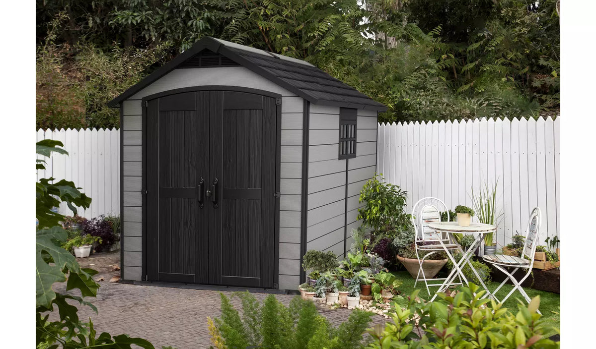 Keter Premier Plastic Garden Shed 7.5x9ft - Grey