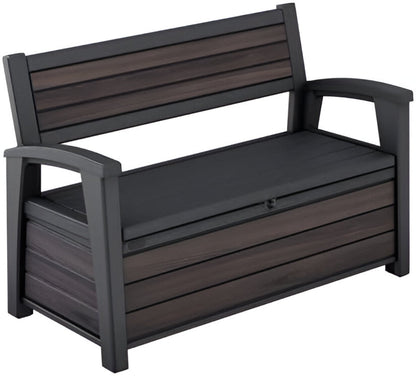 227L Outdoor Storage Bench - Seats 2, Wood-Look Resin, All-Weather