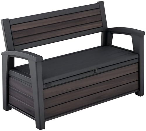227L Outdoor Storage Bench - Seats 2, Wood-Look Resin, All-Weather
