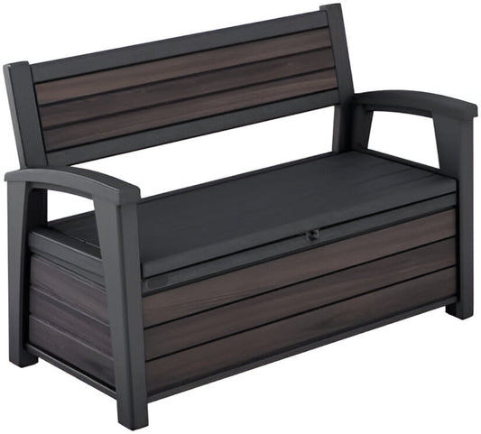 227L Outdoor Storage Bench - Seats 2, Wood-Look Resin, All-Weather