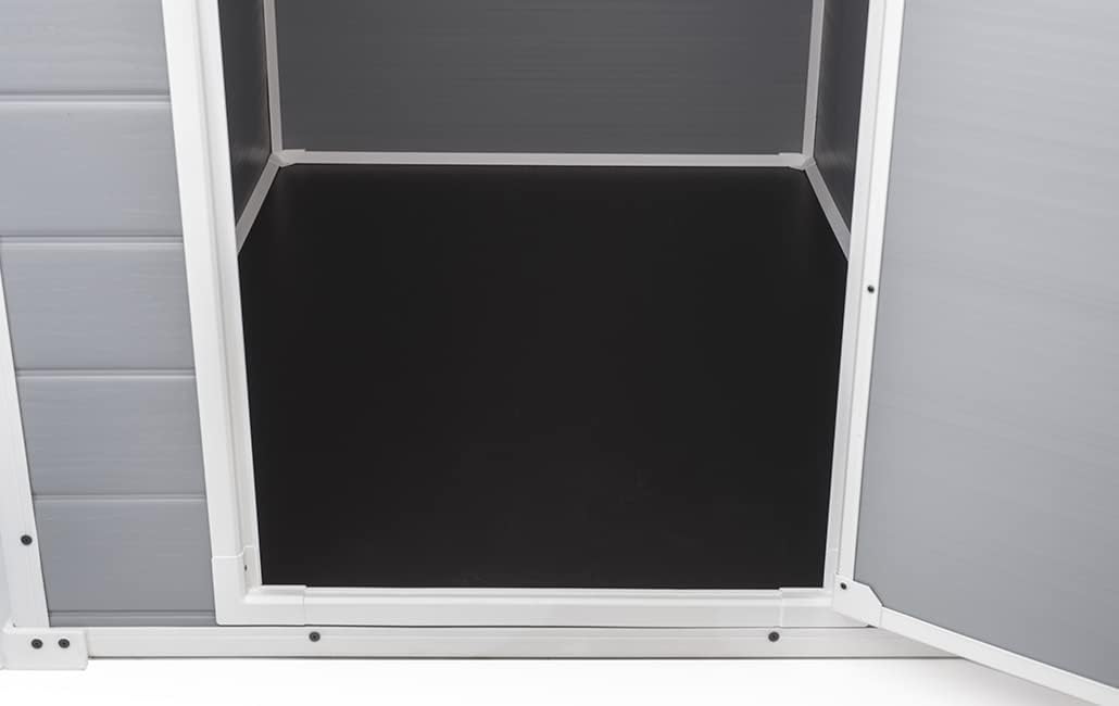 6x5ft Outdoor Plastic Garden Storage Shed - Weatherproof Grey Garden Shed