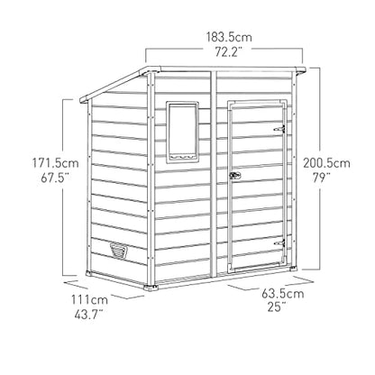 Keter Manor Outdoor Pent Single Door Garden Storage Shed 6x4ft Beige Brown Wood Effect