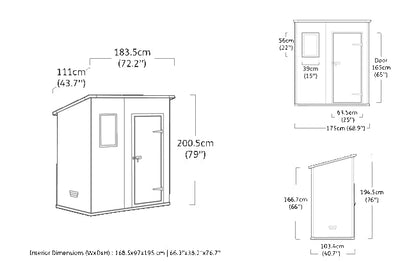 Keter Manor Outdoor Pent Single Door Garden Storage Shed 6x4ft Beige Brown Wood Effect