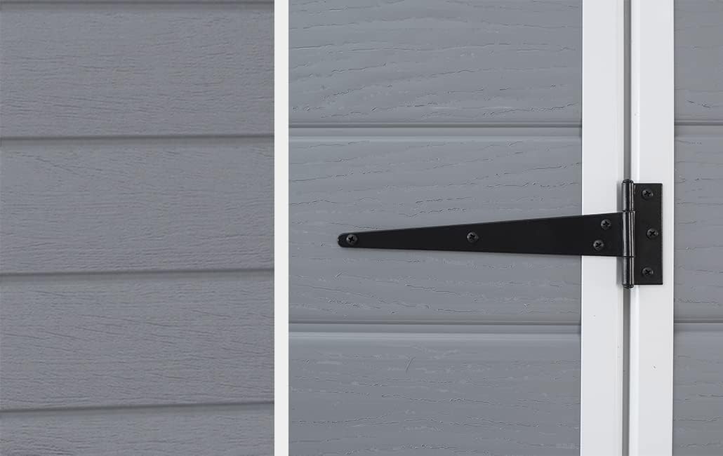 6x5ft Outdoor Plastic Garden Storage Shed - Weatherproof Grey Garden Shed