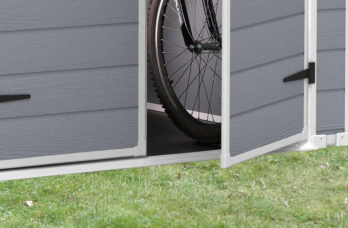 6x5ft Outdoor Plastic Garden Storage Shed - Weatherproof Grey Garden Shed