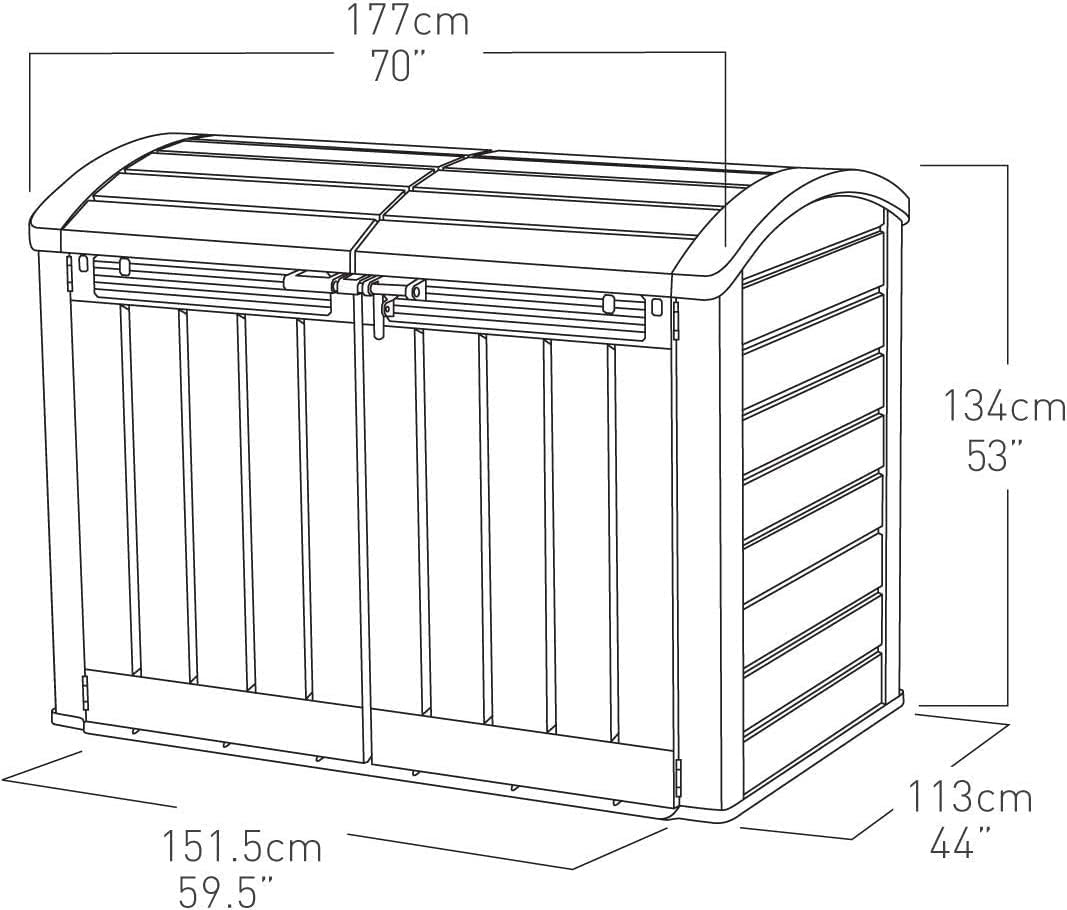 2000L Resin Outdoor Storage Shed - Extra Large Garden Storage Box