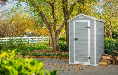 6x5ft Outdoor Plastic Garden Storage Shed - Weatherproof Grey Garden Shed