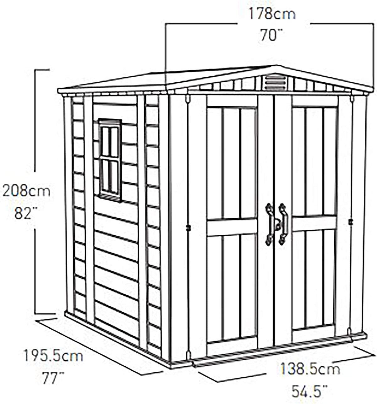 Keter Factor 6x6ft Double Door Outdoor Apex Plastic Garden Shed