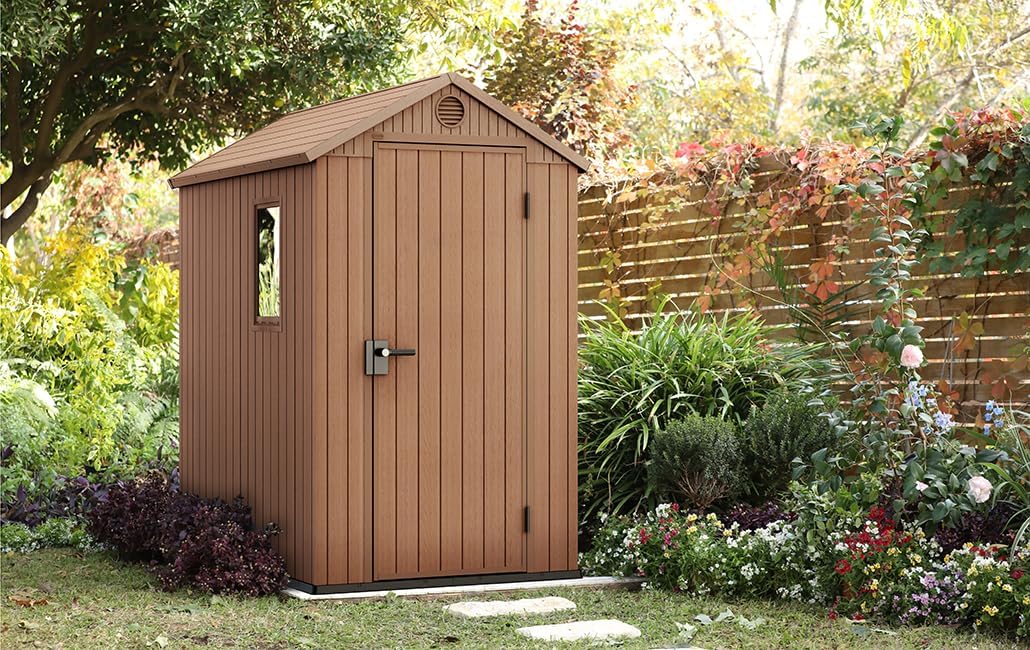 Darwin 6x4ft Double Door Garden Shed - Wood-Effect Outdoor Storage