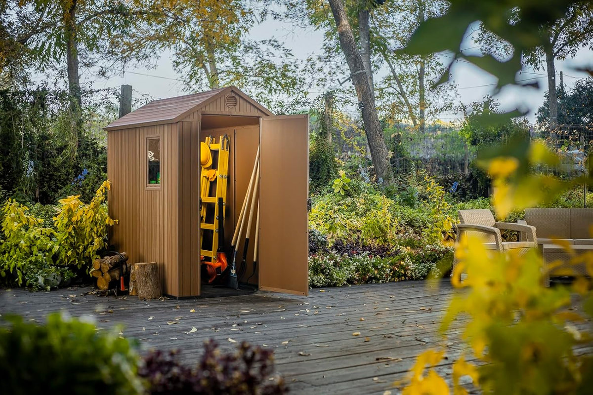 Darwin 6x4ft Double Door Garden Shed - Wood-Effect Outdoor Storage