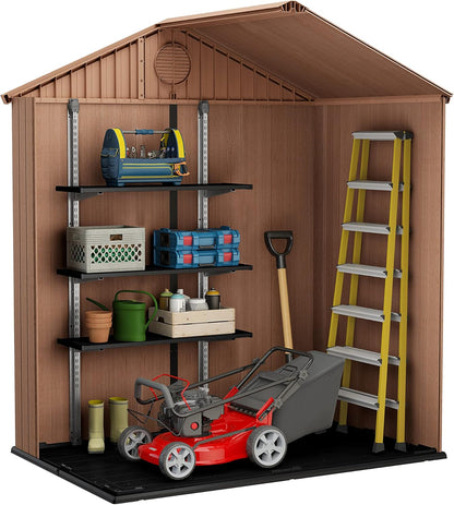 Darwin 6x4ft Double Door Garden Shed - Wood-Effect Outdoor Storage