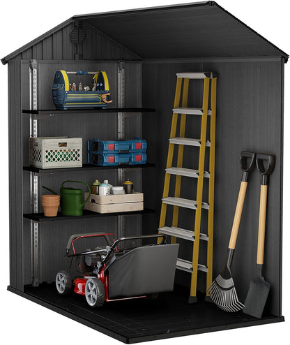 Darwin 6x4ft Double Door Garden Shed - Wood-Effect Outdoor Storage