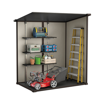 Keter Manor Outdoor Pent Single Door Garden Storage Shed 6x4ft Beige Brown Wood Effect