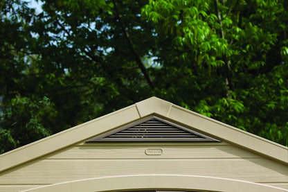 8x11ft Factor Outdoor Garden Storage Shed - Beige Resin, Steel-Reinforced