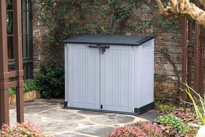 880L Resin Outdoor Storage Shed - Large Garden Storage Box in Grey