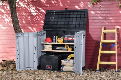 880L Resin Outdoor Storage Shed - Large Garden Storage Box in Grey