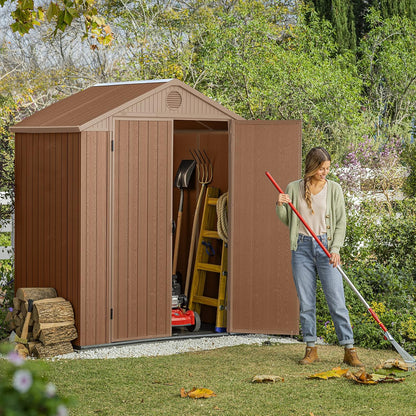 Darwin 6x4ft Double Door Garden Shed - Wood-Effect Outdoor Storage