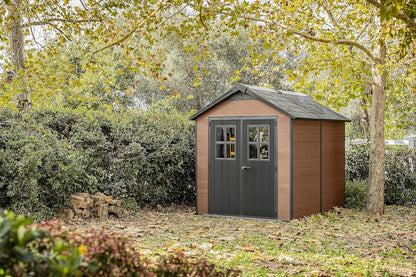 7.5x9ft Newton Garden Shed - Brown Wood-Effect Resin Outdoor Shed