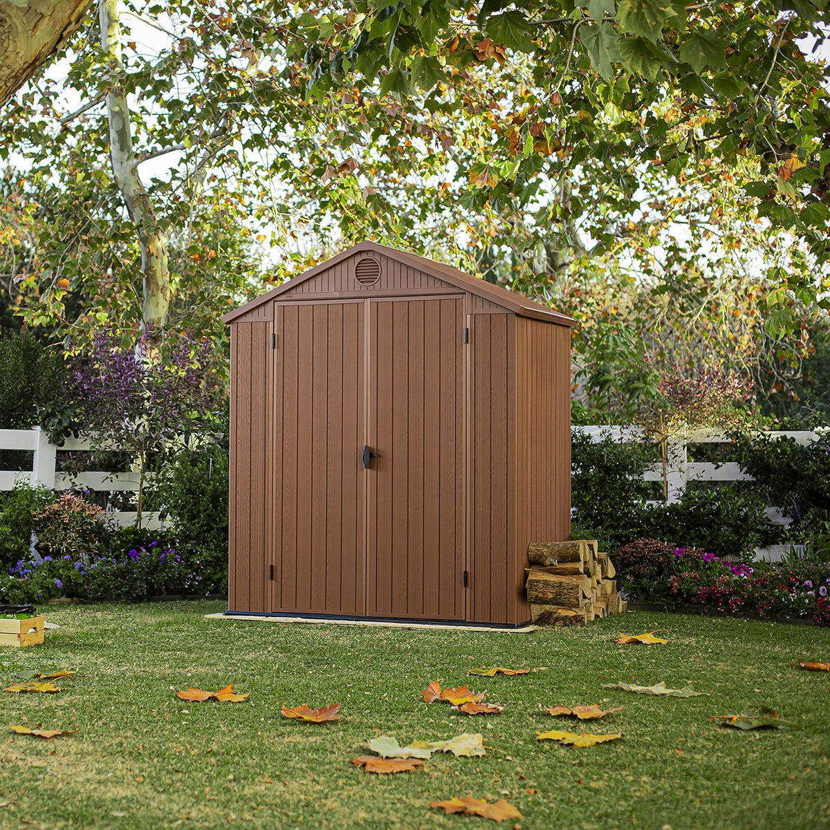 Darwin 6x4ft Double Door Garden Shed - Wood-Effect Outdoor Storage