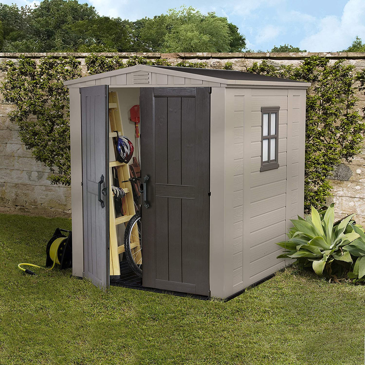 Keter Factor 6x6ft Double Door Outdoor Apex Plastic Garden Shed