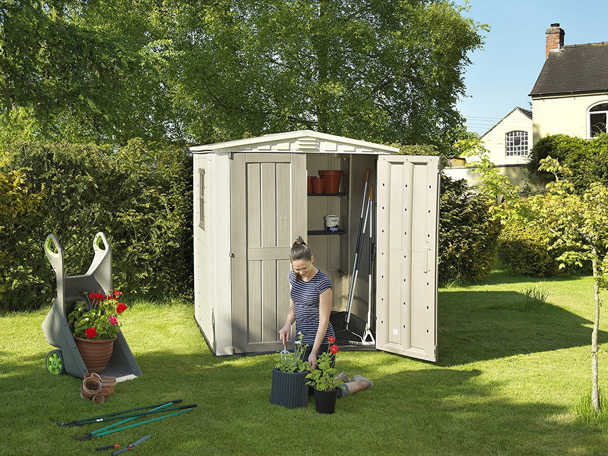 Keter Factor 6x6ft Double Door Outdoor Apex Plastic Garden Shed