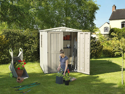 Keter Factor 6x6ft Double Door Outdoor Apex Plastic Garden Shed