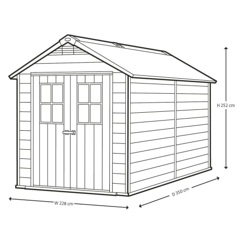 Keter Newton 7x11ft Double Door Outdoor Apex Plastic Garden Shed