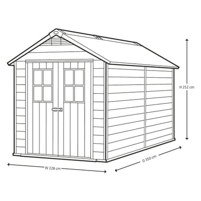 Keter Newton 7x11ft Double Door Outdoor Apex Plastic Garden Shed